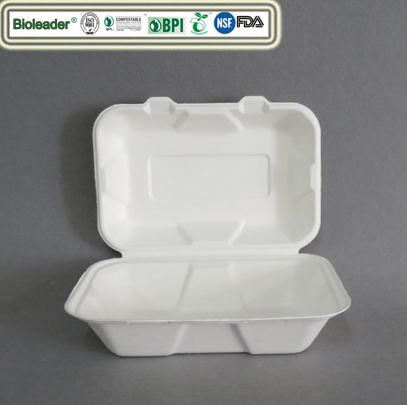 9x6inch Disposable Sugarcane Bagasse Lunch Box