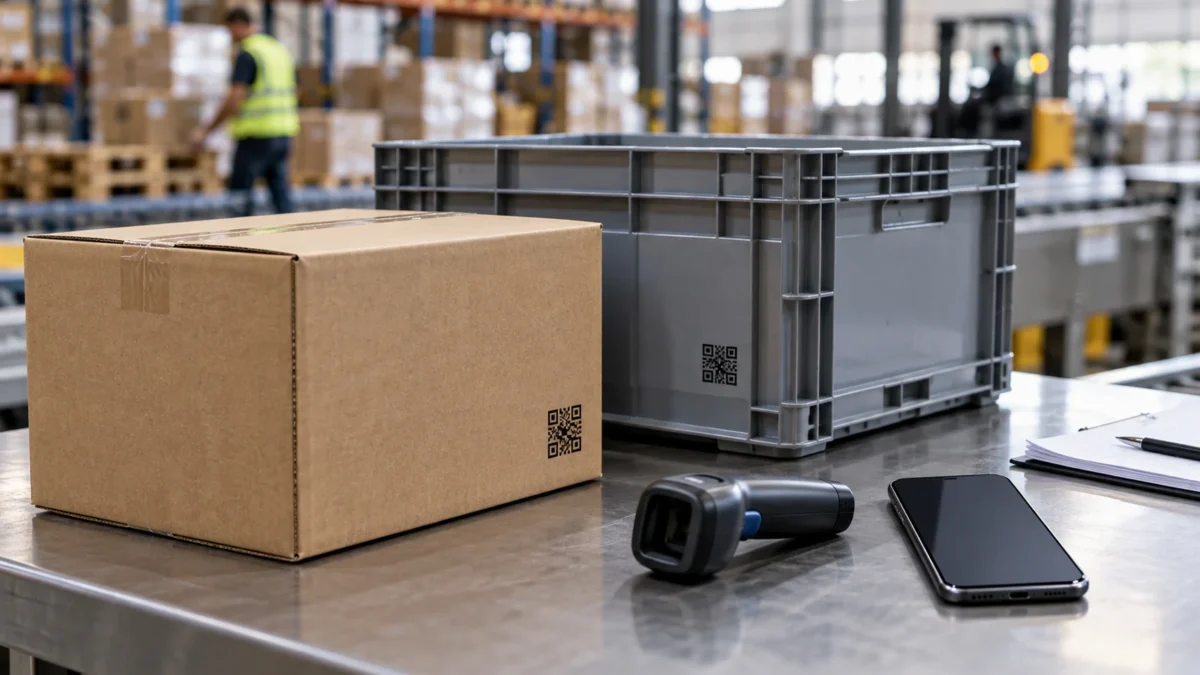 AI-generated generic editorial illustration for Connected packaging: action audit.