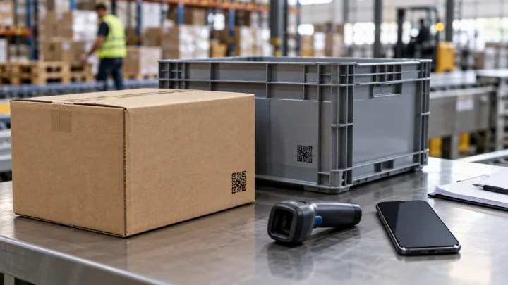 AI-generated generic editorial illustration for Connected packaging: action audit.