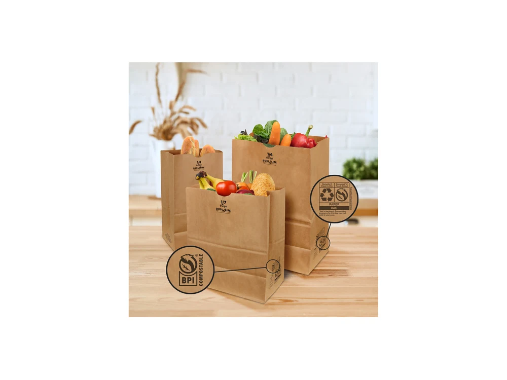 Dubl Life recycled paper bags and sacks displayed in different formats