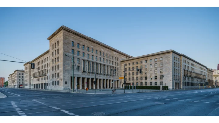 The German Federal Ministry of Finance building on Wilhelmstraße in Berlin.
