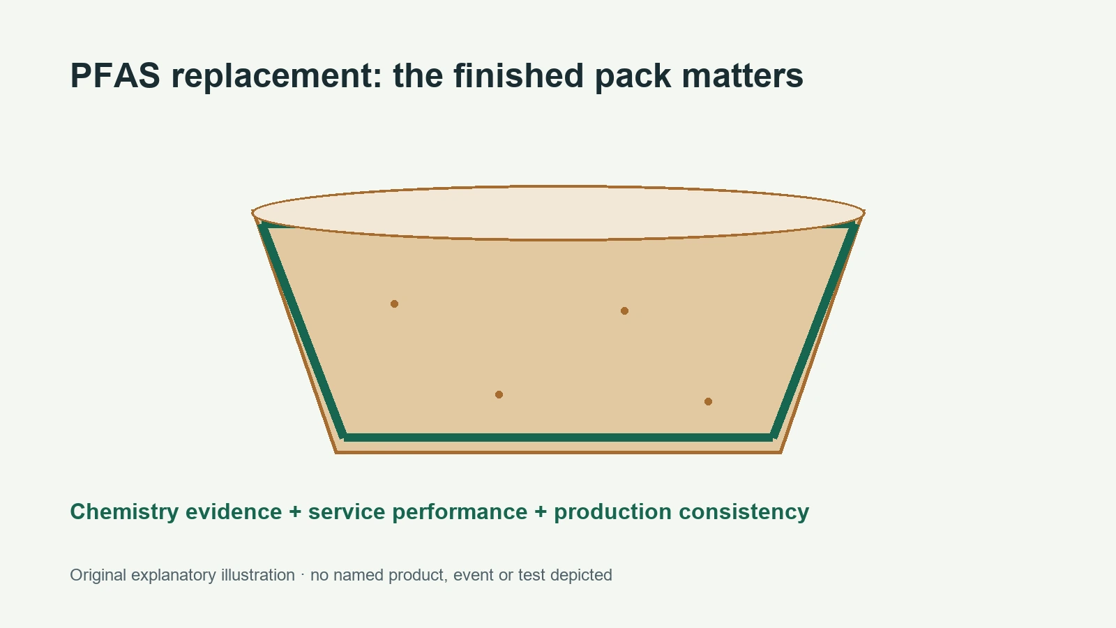 Original schematic illustration of a generic fibre bowl with separate barrier and substrate layers; not an actual product or test.
